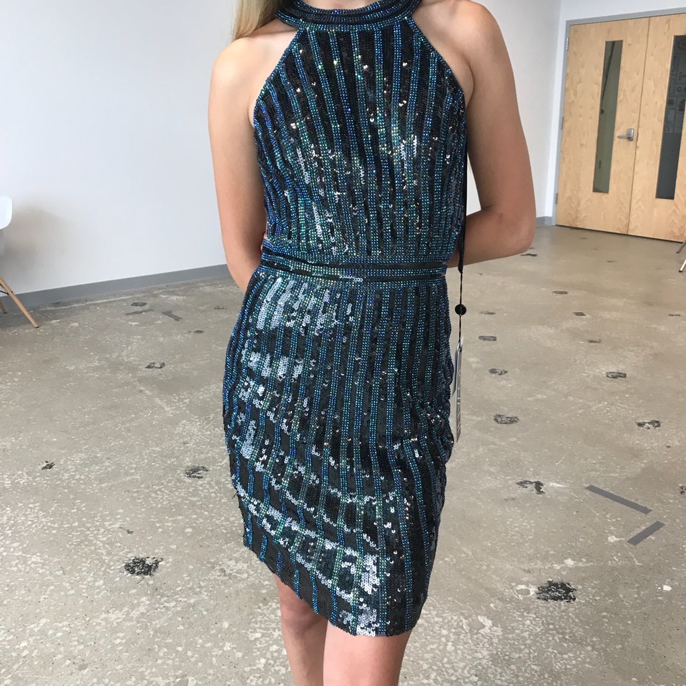 Jovani  Fitted Open Back Cocktail Dress